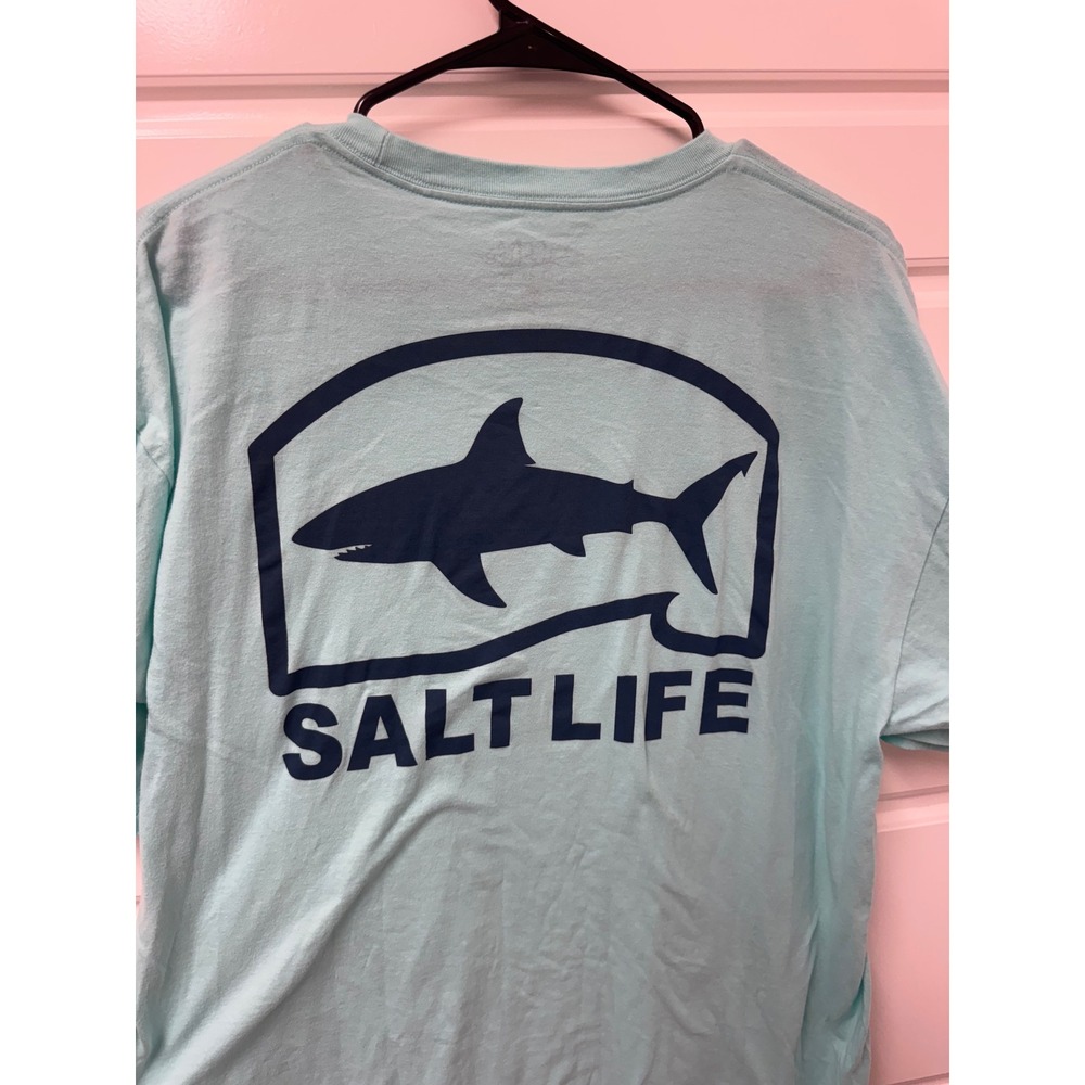 Salt Life Mens XL Shark Graphic T-Shirt Light Blue Short Sleeve Live Salty Tee
